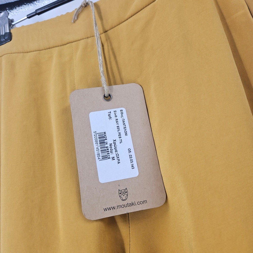 Moutaki Barrel Leg Pants Mustard Yellow High Waist Barrell Greek NWT Sz M - Picture 2 of 11